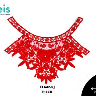 CUELLOS COLOR POLIESTER BRILLOSO DECORADO PLANO CL642-RJ 39cmX32cm  ROJO