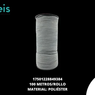 CINTA COLA RATA ELASTICA GRIS PERLA SELANUSA CON 100 MTS