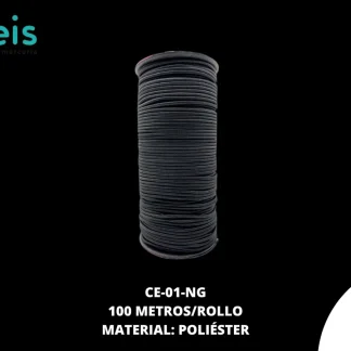 CINTA COLA RATA ELASTICA NEGRO SELANUSA CON 100 MTS