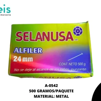 HERRAMIENTAS CONFECCIÓN ALFILERES ECONOMICO SELANUSA A-0542 24mm 500 GRS/PQT