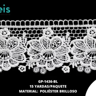 GUIPIUR POLIESTER BRILLOSO PLANO A1243 BLANCO 8.5 CM 15 YARDAS/PAQUETE