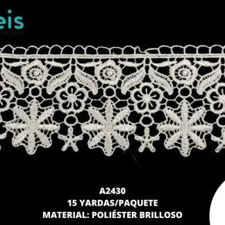 GUIPIUR POLIESTER BRILLOSO PLANO A2430 BLANCO 8 CM 15 YARDAS/PAQUETE