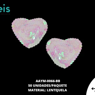 ACCESORIOS AYM CORAZON LENTEJUELA AAYM-0066-BB 65mmX55mm 50 PZ/PQT BOREAL