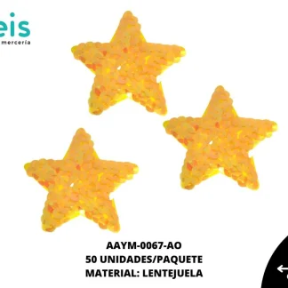 ACCESORIOS INFANTILES ESTRELLA LENTEJUELA AAYM-0067-AO 62mmX60mm 50 PZ/PQT AMARILLO