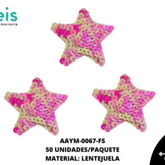 ACCESORIOS INFANTILES ESTRELLA LENTEJUELA AAYM-0067-RS 62mmX60mm 50 PZ/PQT FIUSHA