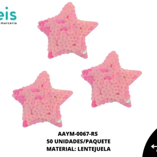 ACCESORIOS INFANTILES ESTRELLA LENTEJUELA AAYM-0067-RS 62mmX60mm 50 PZ/PQT ROSA
