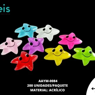 ACCESORIOS INFANTIL ESTRELLAS AAYM-0084 2.9cmX3cm 200 PZ/PQT MULTICOLOR
