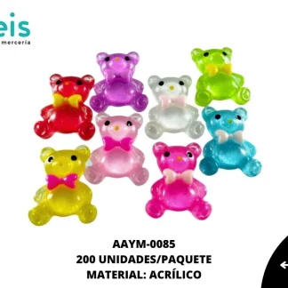 ACCESORIOS ACRILICO OSITO AAYM-0085 22.4mmX28mm 200 PZ/PQT MULTICOLOR