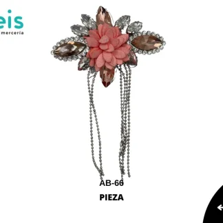 PARCHES PEDRERIA FLOR FLECO Y ADORNO PEDRERIA AB-66 ROSA