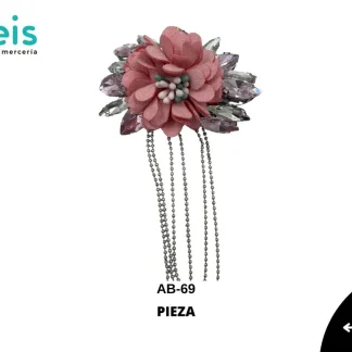PARCHES PEDRERIA FLOR FLECO Y ADORNO PEDRERIA AB-69 ROSA