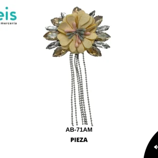 PARCHES PEDRERIA FLOR FLECO Y ADORNO PEDRERIA AB-71AM AMARILLO