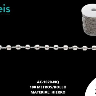 CADENA HIERRO BOLITA QX-738 NIQUEL 100 METROS ROLLO