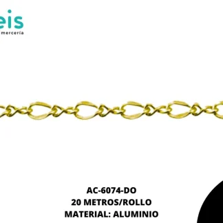 CADENA ALUMINIO GRABADAADA 7MM REF: 112EWH DORADO 20 METROS/ROLLO