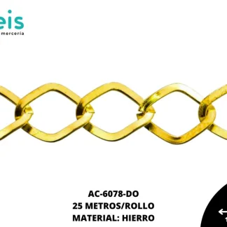 CADENA HIERRO ROMBO 15MM 001 DORADA 25 METROS/ROLLO