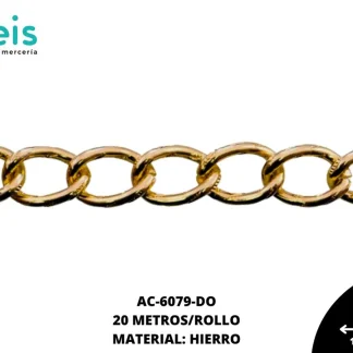 CADENA ALUMINIO GRABADA 8X11MM REF: #3 DORADO 20 METROS/ROLLO