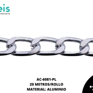 CADENA ALUMINIO 10X16MM 2.3NK PLATA 20 METROS