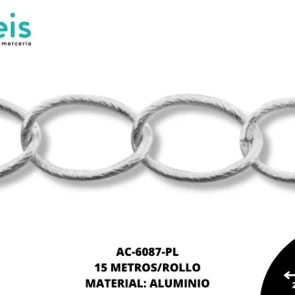 CADENA ALUMINIO 15X22MM REF: J-1104B PLATA 15 METROS/ROLLO