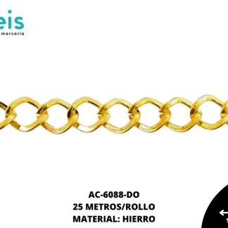 CADENA HIERRO ROMBO 9X11MM 001B DORADO 25M