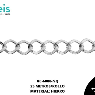 CADENA HIERRO ROMBO 11MM 001B NIQUEL 25 METROS/ROLLO