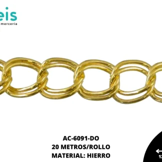 CADENA HIERRO DBL 12.6X11.3MM J110B DORADO 20M