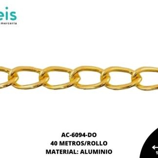 CADENA ALUMINIO 11.2X6.5MM 1501B DORADO 40 METROS/ROLLO