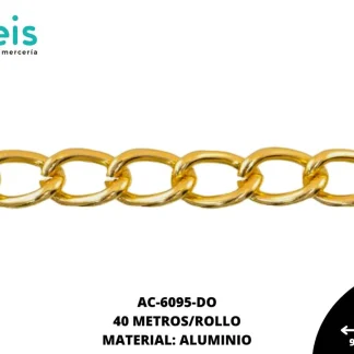 CADENA ALUMINIO 9.4X6MM REF: 1610B DORADO 40 METROS/ROLLO
