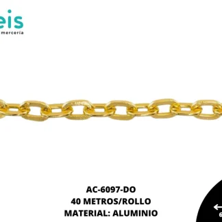 CADENA ALUMINIO 6.5X3.6MM REF: 2104B DORADO 40 METROS/ROLLO