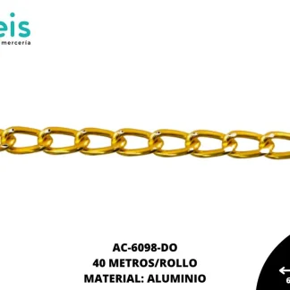 CADENA ALUMINIO 6.6X3.5MM 2104B DORADO 40 METROS
