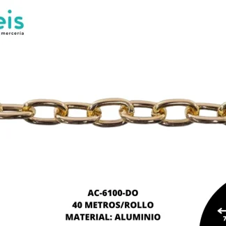 CADENA ALUMINIO 7.5X4.7MM L1709B DORADO 40 METROS