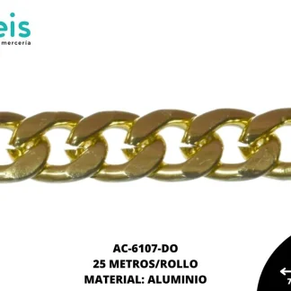 CADENA ALUMINIO PLANA MARTILLADA 4.4X7.2MM REF: 1.4 MK(B) DORADO 40 METROS/ROLLO