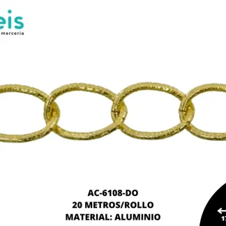 CADENA ALUMINIO GRABADA 17.1X12.1MM 100-0 DORADO 20 METROS
