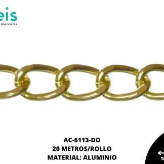 CADENA ALUMINIO 18.4X12.4MM 365-0 DORADO 20METROS