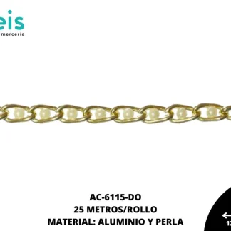 CADENA ALUMINIO PERLA 12X6.3MM 4MM 25 METROS