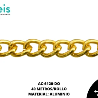 CADENA ALUMINIO 6.8X5.5MM REF: 1710 DORADO 40 METROS/ROLLO