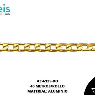 CADENA ALUMINIO PLANA MARTILLADA 11.4X6.9MM REF: 2.0NK DORADO 40 METROS/ROLLO