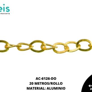 CADENA ALUMINIO PLANA GRABADA 20.2X15.7MM REF: A2.8 DORADO 20 METROS/ROLLO