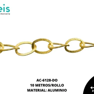 CADENA ALUMINIO PLANA GRABADA 31.4X24.5MM REF: A9043 DORADO 10 METROS/ROLLO