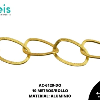 CADENA ALUMINIO PLANA GRABADA 40.4X27.6MM REF: A3.5 DORADO 10 METROS/ROLLO