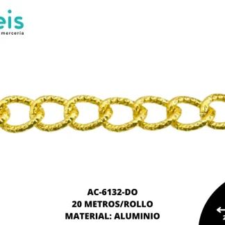 CADENA ALUMINIO GRABADA 18X14.5MM REF: 28-0 DORADO 20 METROS/ROLLO