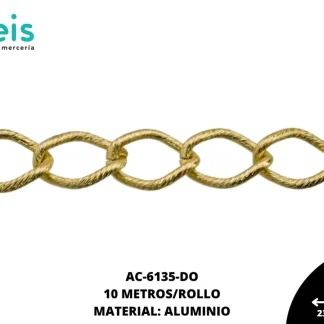CADENA ALUMINIO GRABADA 23.6X17.2MM F-13 DORADO 10 METROS
