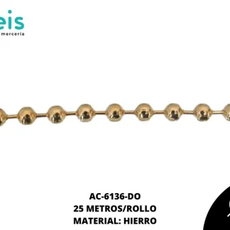 CADENA HIERRO BOLITA 6.0 DORADO 25M