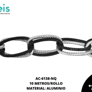 CADENA ALUMINIO GRABADA DBL 28X15.6MM NIQUEL 10 METROS/ROLLO