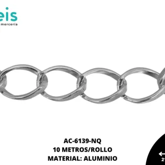 CADENA ALUMINIO OVALADA GRABADA 21.9X15.8MM NIQUEL 10 METROS/ROLLO