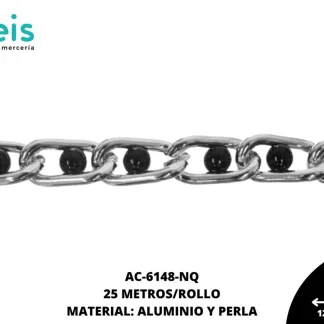 CADENA ALUMINIO PERLA NG 12.7X6.3MM REF: 4MM NIQUEL 25 METROS/ROLLO