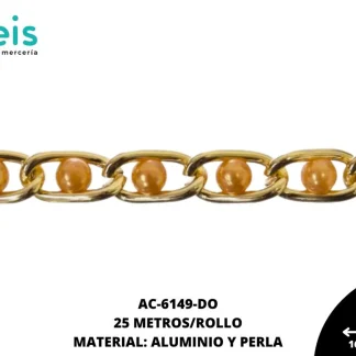 CADENA ALUMINIO PERLA AO REF:6MM DORADO 25 METROS/ROLLO