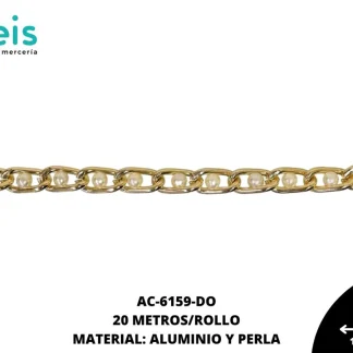 CADENA ALUMINIO PERLA 13X6.5MM REF4MM DORADO 20 METROS
