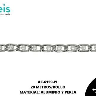 CADENA ALUMINIO PERLA PLATA 20 METROS/ROLLO