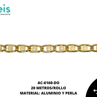 CADENA ALUMINIO PERLA 17X9MM DORADO 20 METROS