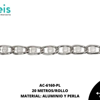 CADENA ALUMINIO PERLA 9MM PLATA 20 METROS/ROLLO