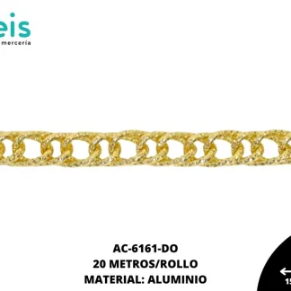 CADENA ALUMINIO GRABADA DOBLE 15.5X9.2MM DORADO 20 METROS
